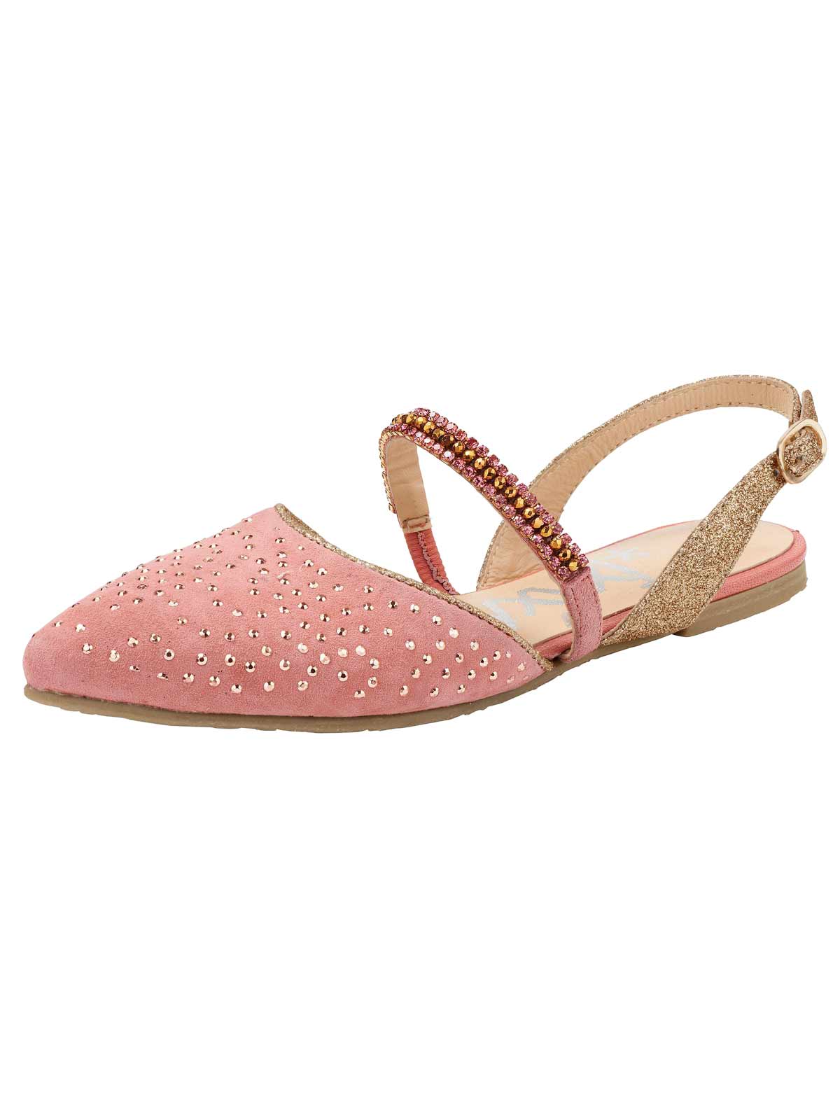 Xyxyx Damen Marken-Slingballerina mit Strass, rosa