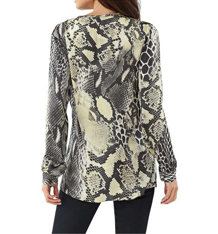Heine Damen Satinbluse, schwarz-gelb