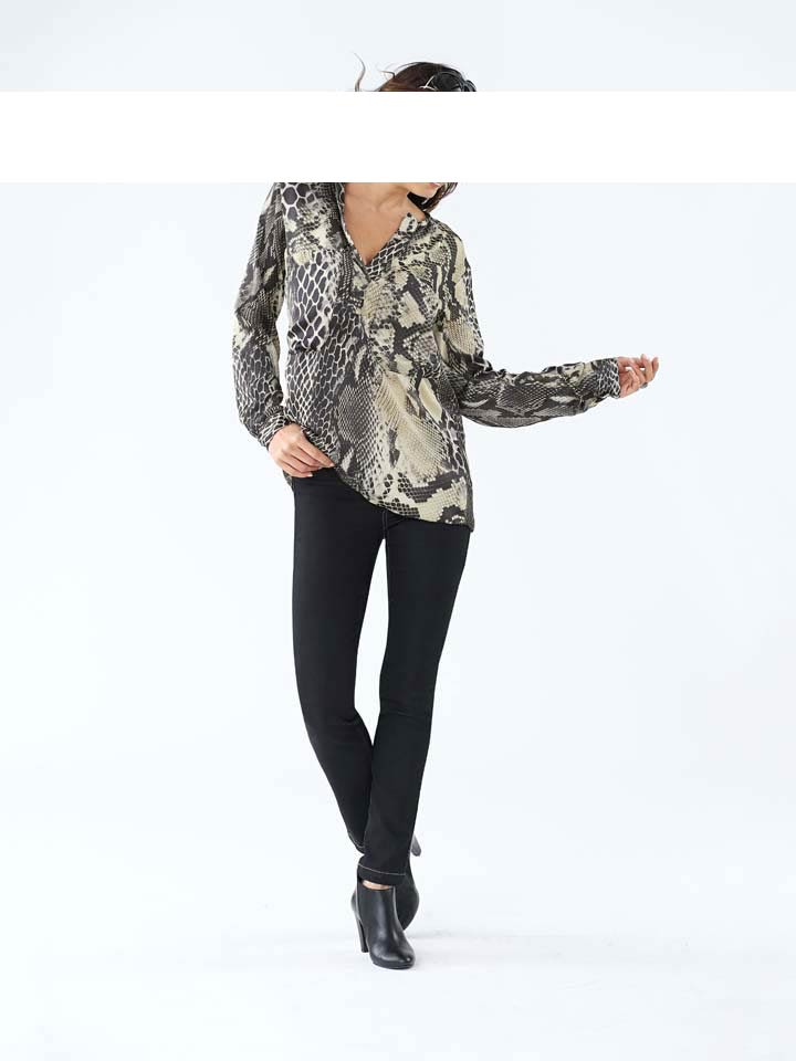 Heine Damen Satinbluse, schwarz-gelb