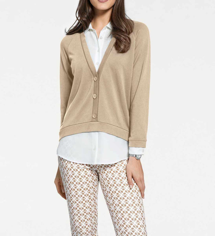 Patrizia Dini Damen Designer-2-in-1-Blusenshirt, sand-weiß