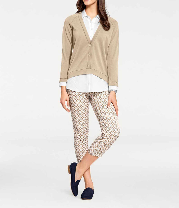 Patrizia Dini Damen Designer-2-in-1-Blusenshirt, sand-weiß