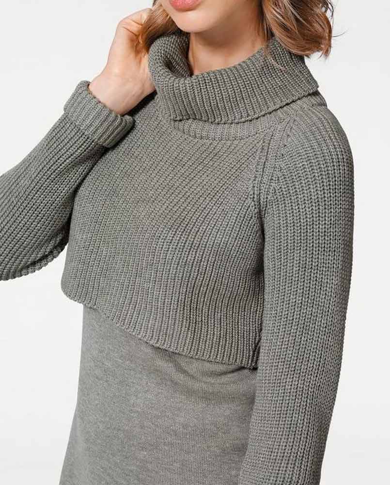 HEINE - BEST CONNECTIONS Damen 2-in-1-Strickkleid, grau