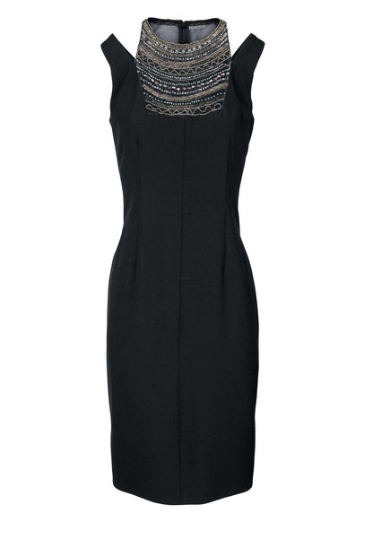 Ashley Brooke Damen Designer-Kleid mit Perlen-Dekolleté, schwarz