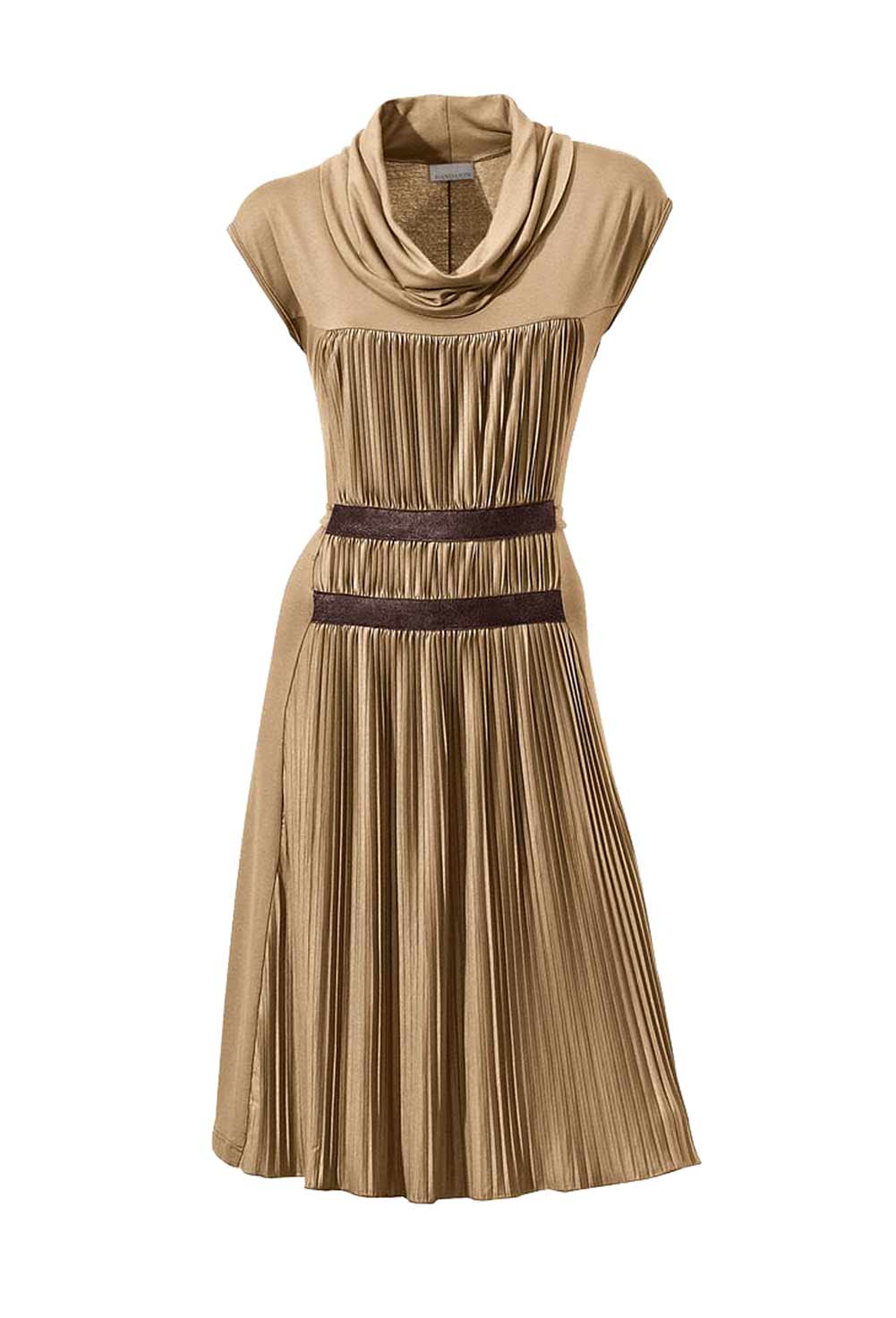 Mandarin Damen Jerseykleid, cognac