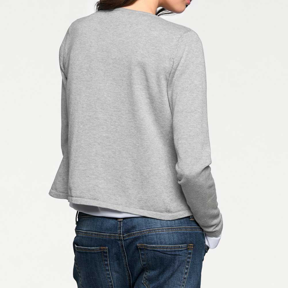 Linea Tesini Damen Designer-Cardigan m. Strass, grau