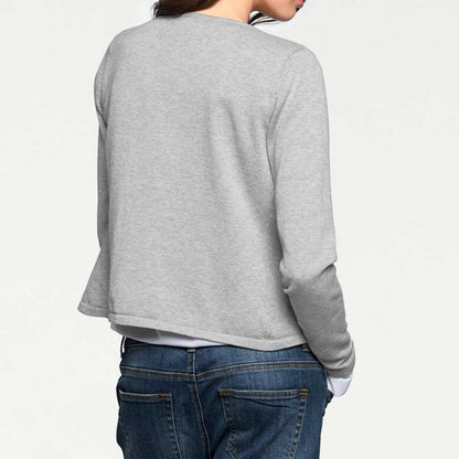 Linea Tesini Damen Designer-Cardigan m. Strass, grau