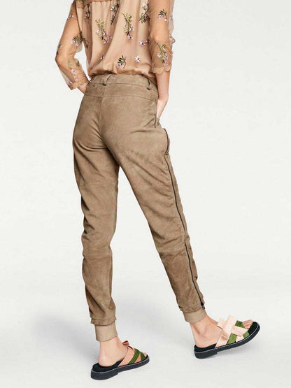 Rick Cardona Damen Designer-Velourslederhose, sand