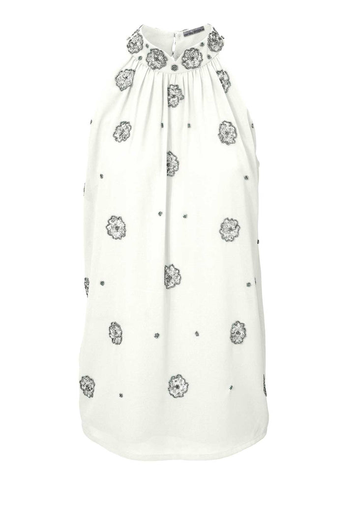 Ashley Brooke Damen Designer-Pailletten-Blusentop, offwhite