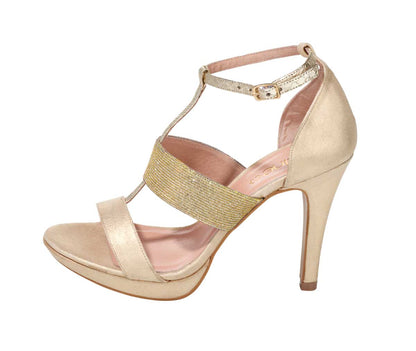 Heine Damen Sandalette, beige-metallic