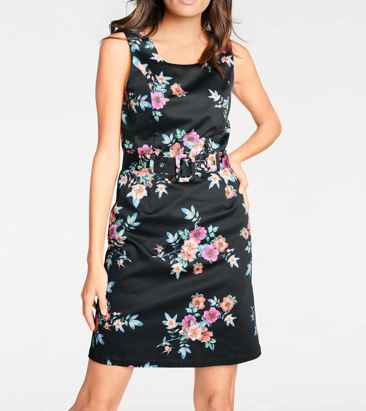Ashley Brooke Damen Designer-Optimizer-Etuikleid, schwarz-bunt