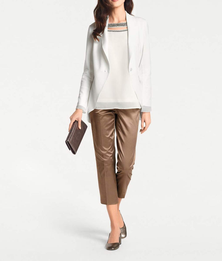 Ashley Brooke Damen Designer-Volantbluse mit Strasssteinen, ecru