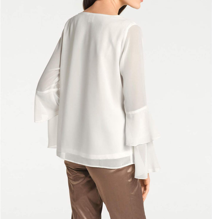 Ashley Brooke Damen Designer-Volantbluse mit Strasssteinen, ecru