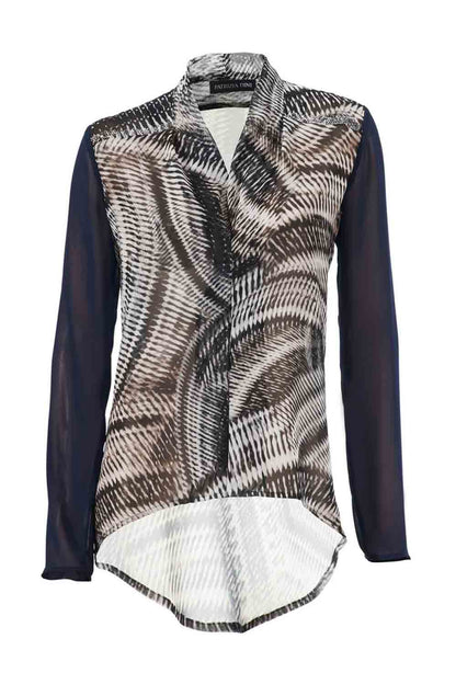 Patrizia Dini Damen Designer-Chiffontunika, blau-bunt