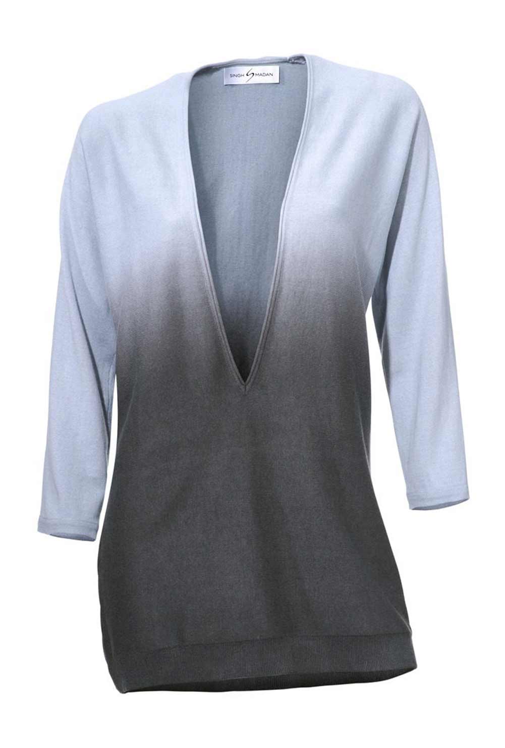 S. Madan Damen Designer-Pullover, blau-grau