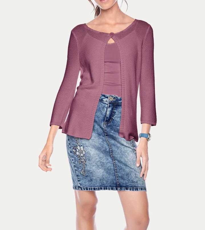 Linea Tesini Damen Designer-Strickjacke, beere
