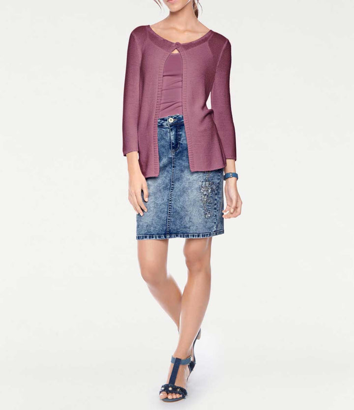 Linea Tesini Damen Designer-Strickjacke, beere