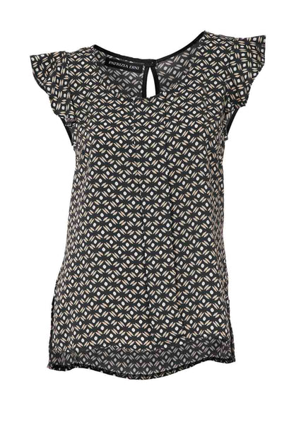 Patrizia Dini Damen Designer-Druckbluse, schwarz-beige