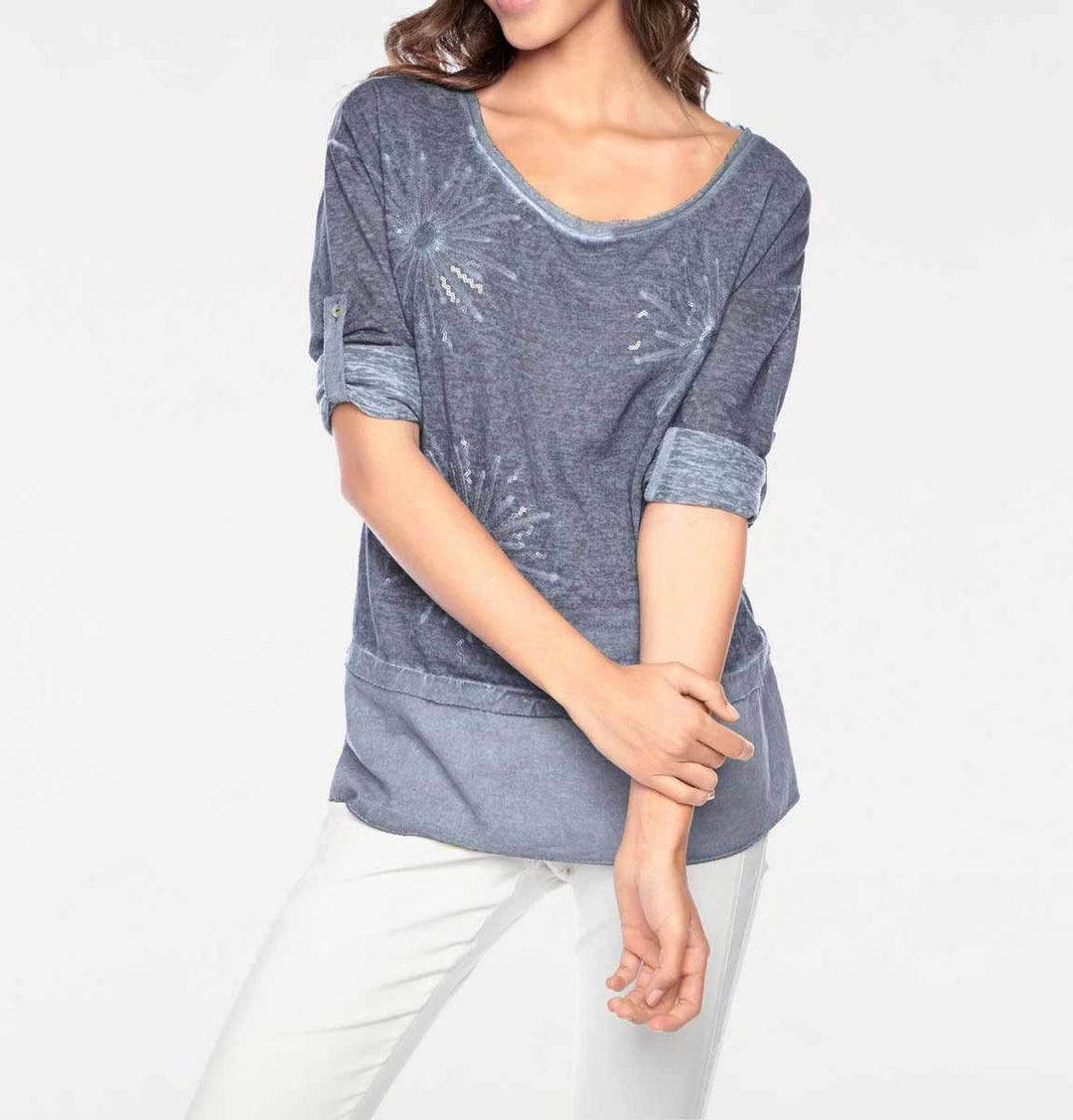 Linea Tesini Damen Designer-Tunika, jeansblau-used