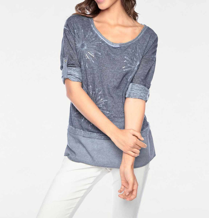 Linea Tesini Damen Designer-Tunika, jeansblau-used