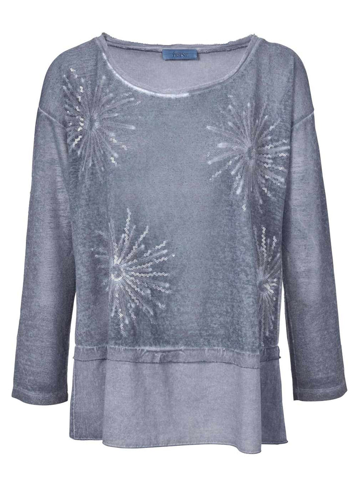 Linea Tesini Damen Designer-Tunika, jeansblau-used