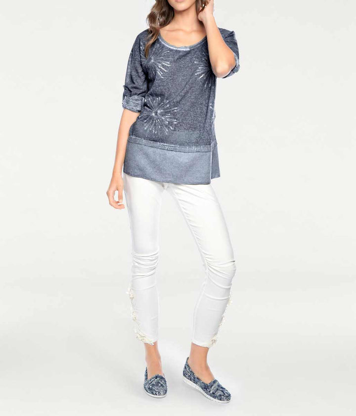 Linea Tesini Damen Designer-Tunika, jeansblau-used