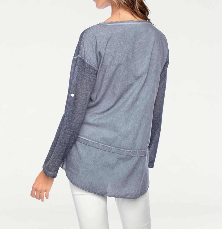 Linea Tesini Damen Designer-Tunika, jeansblau-used