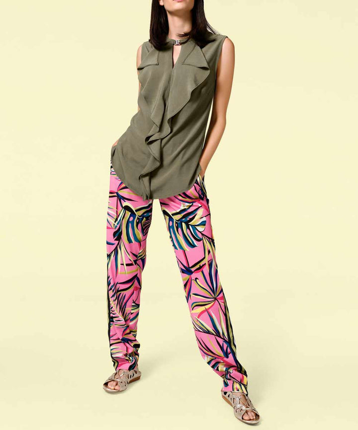 Rick Cardona Damen Designer-Druckhose, pink-bunt