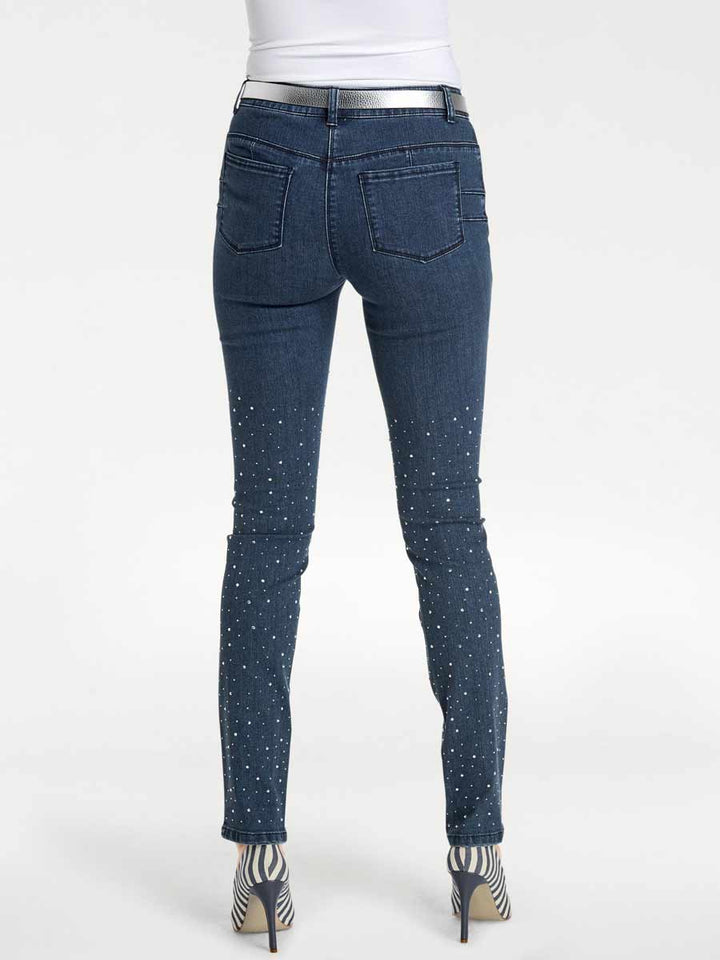 Ashley Brooke Damen Designer-Optimizer-Jeans mit Nieten, dunkelblau