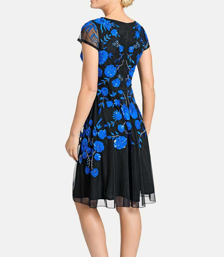 Ashley Brooke Damen Designer-Stickereikleid mit Perlen, schwarz-blau