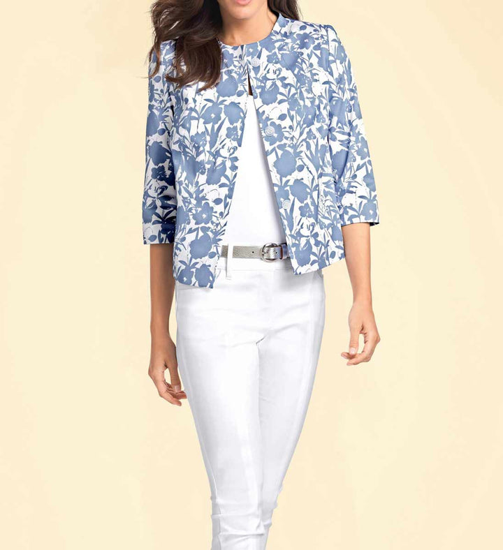Patrizia Dini Damen Designer-Kurzblazer, blau-ecru