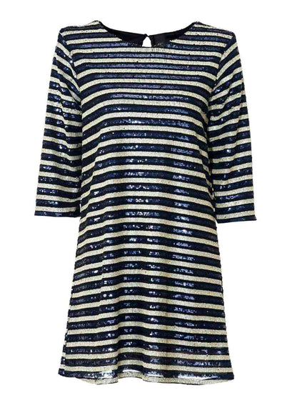 Heine - Best Connections Damen Paillettenkleid, nachtblau-ecru