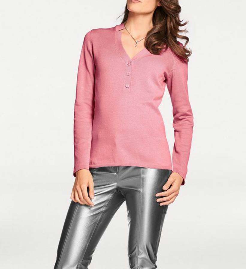 Patrizia Dini Damen Designer-Dekolletépullover, rosé