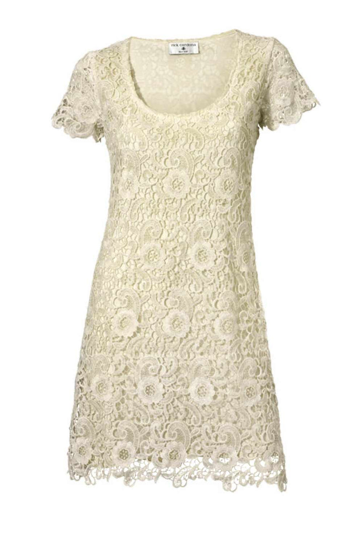 Rick Cardona Damen Designer-Spitzenkleid, sand
