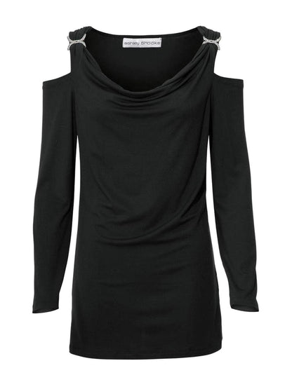 Ashley Brooke Damen Designer-Wasserfallshirt, schwarz