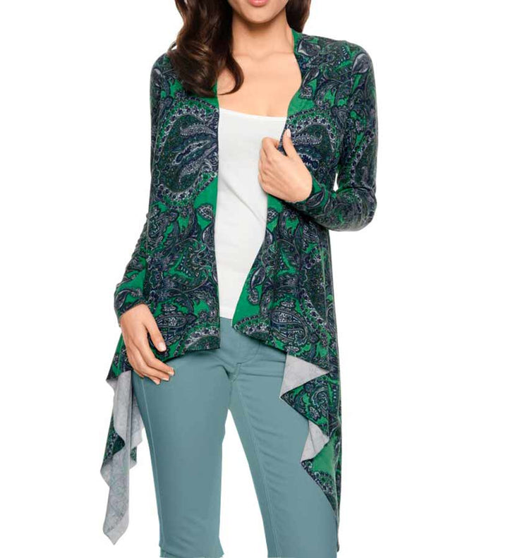 Heine - Best Connections Damen Druckstrickjacke, grün-bunt