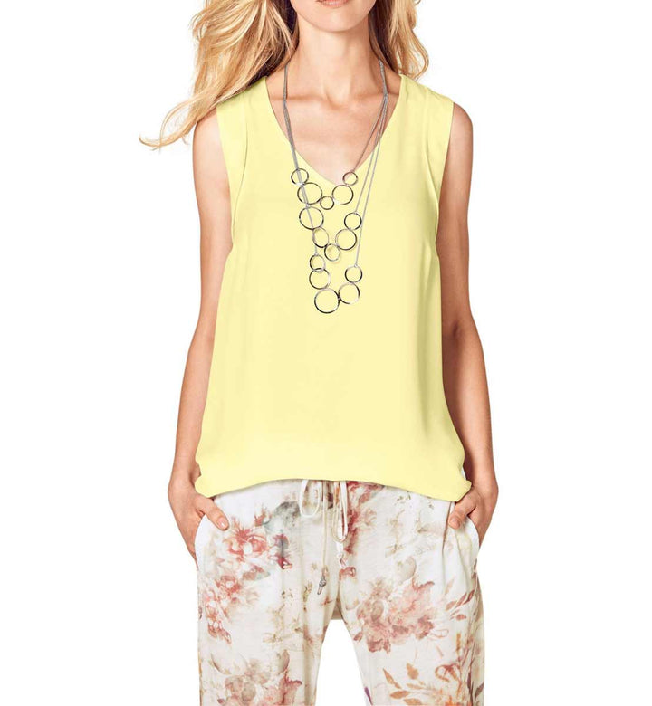 Heine - Best Connections Damen Chiffon-Jersey-Blusenshirt, gelb