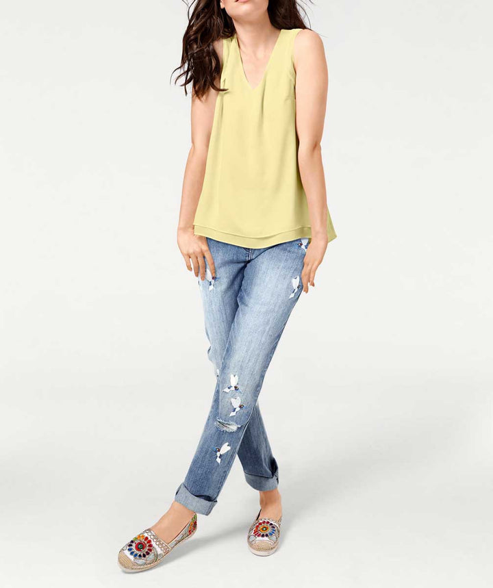 Heine - Best Connections Damen Chiffon-Jersey-Blusenshirt, gelb