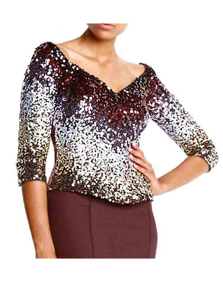 Carry Allen By Ella Singh Damen Designer-Paillettencorsage, bordeaux-bunt