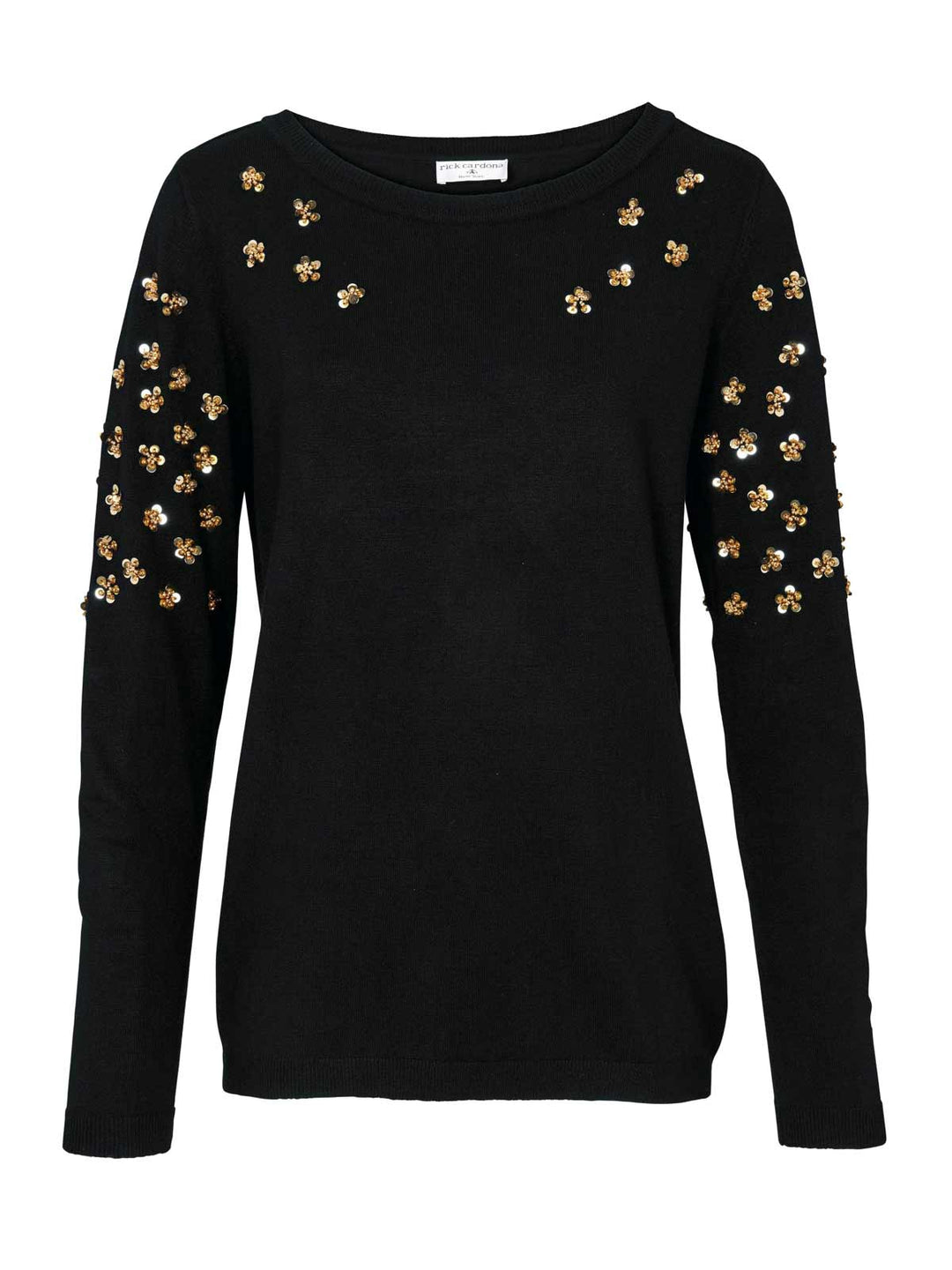 Rick Cardona Damen Designer-Pullover mit Pailletten, schwarz