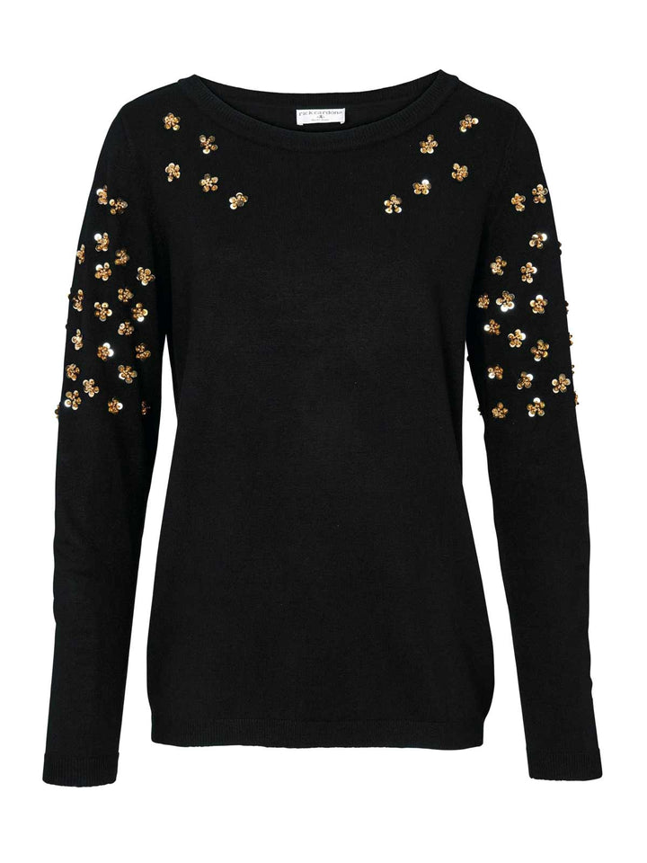 Rick Cardona Damen Designer-Pullover mit Pailletten, schwarz