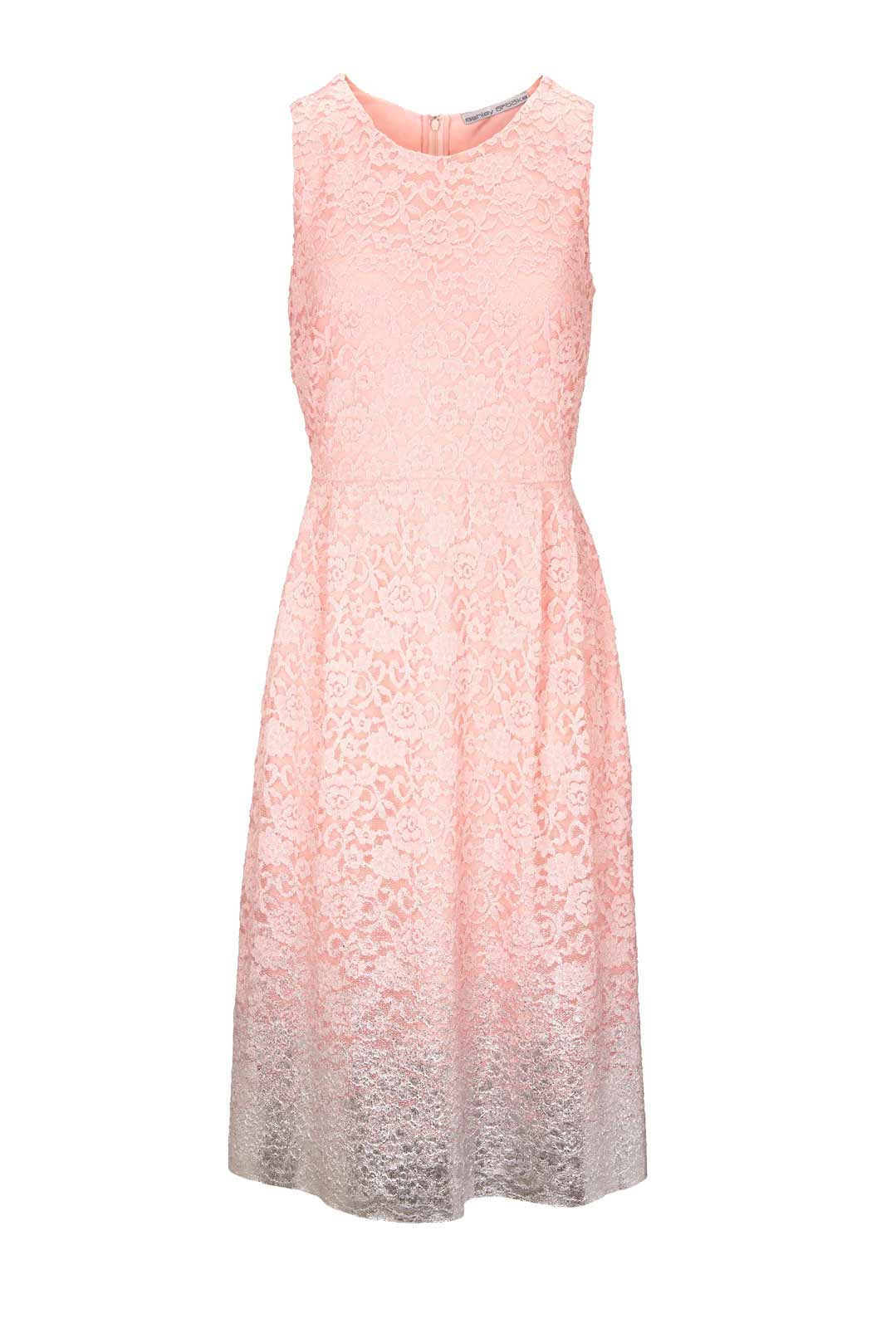 Ashley Brooke Damen Designer-Spitzenkleid, rosé-silber