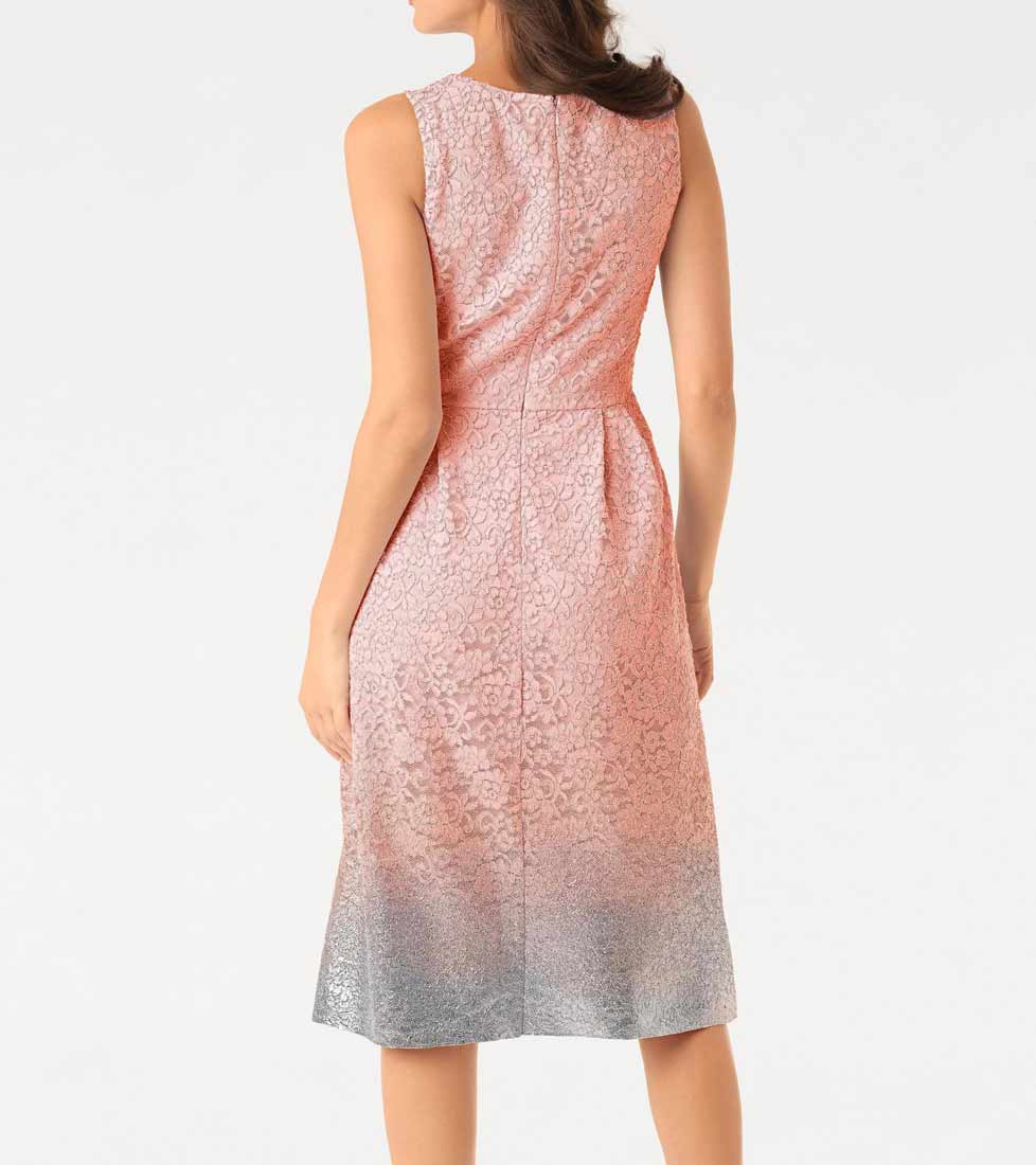 Ashley Brooke Damen Designer-Spitzenkleid, rosé-silber