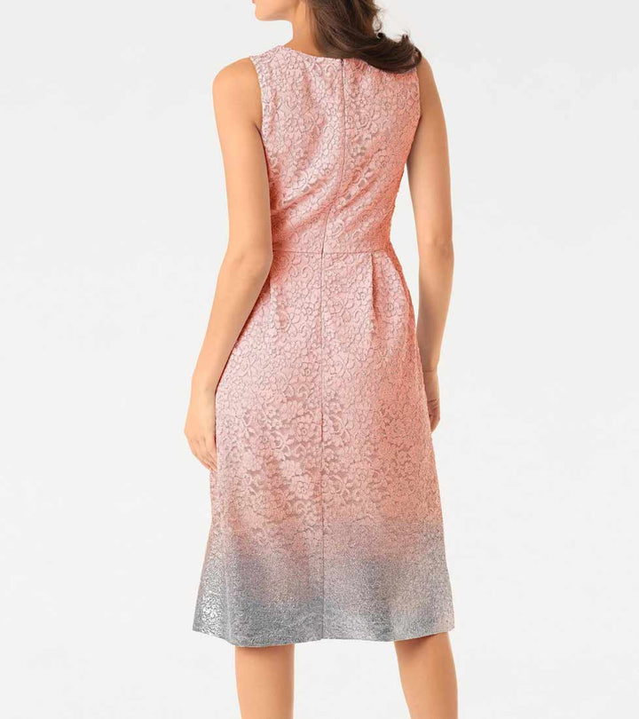 Ashley Brooke Damen Designer-Spitzenkleid, rosé-silber