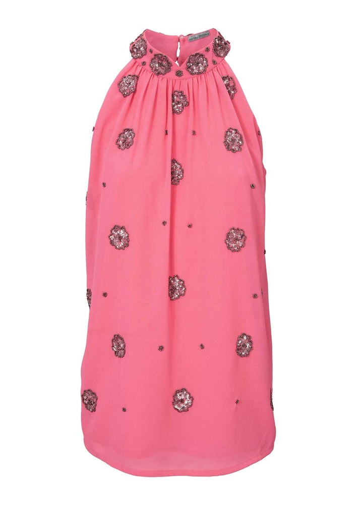 Ashley Brooke Damen Designer-Pailletten-Blusentop, koralle