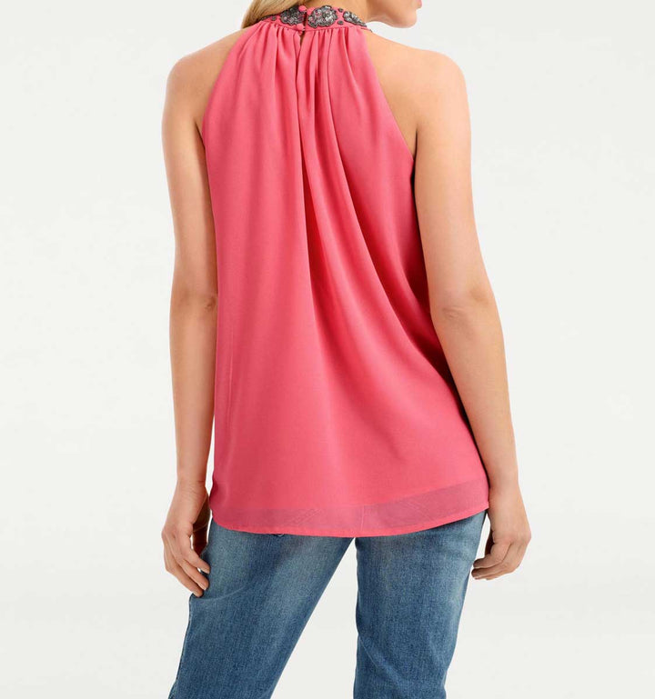 Ashley Brooke Damen Designer-Pailletten-Blusentop, koralle