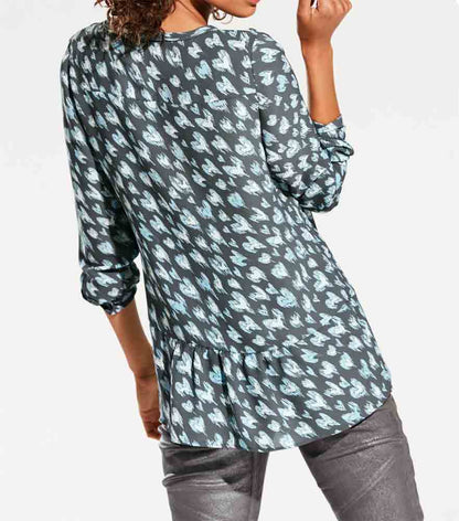 Heine-Best Connections Damen Druckbluse, grau-mint