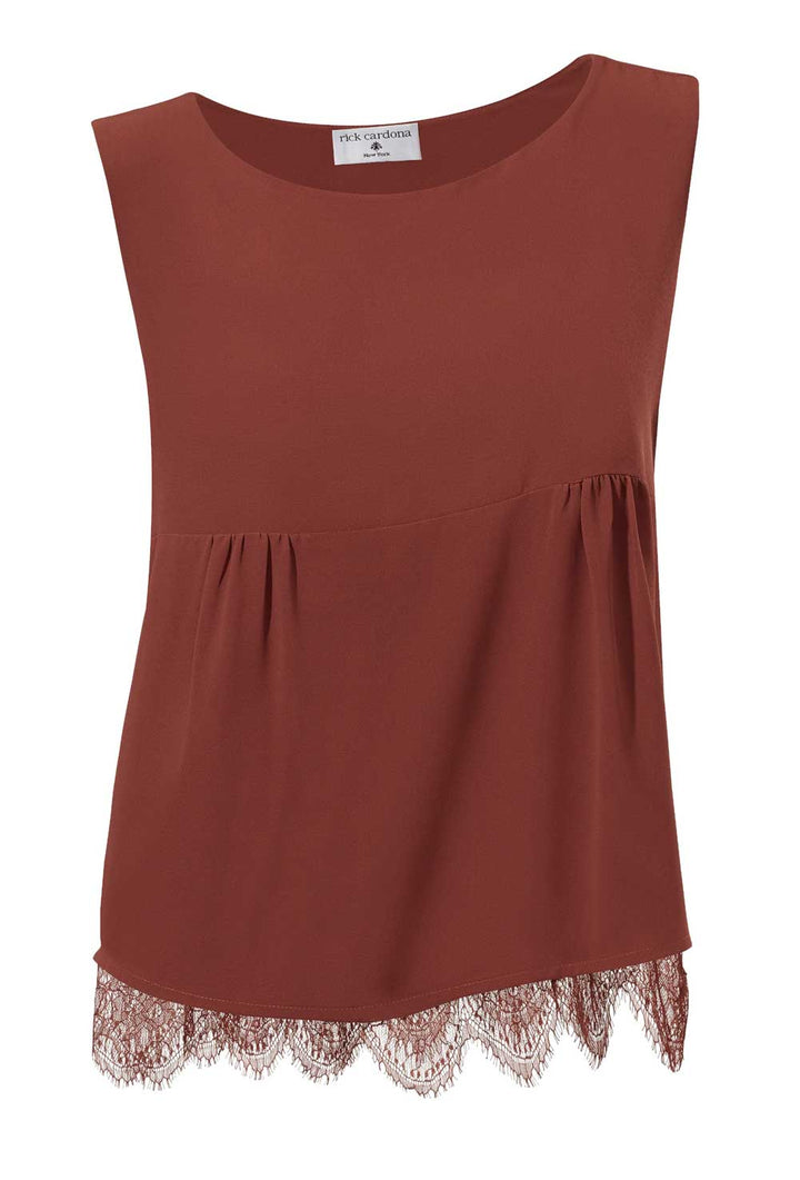 Rick Cardona Damen Designer-Spitzentop, terracotta