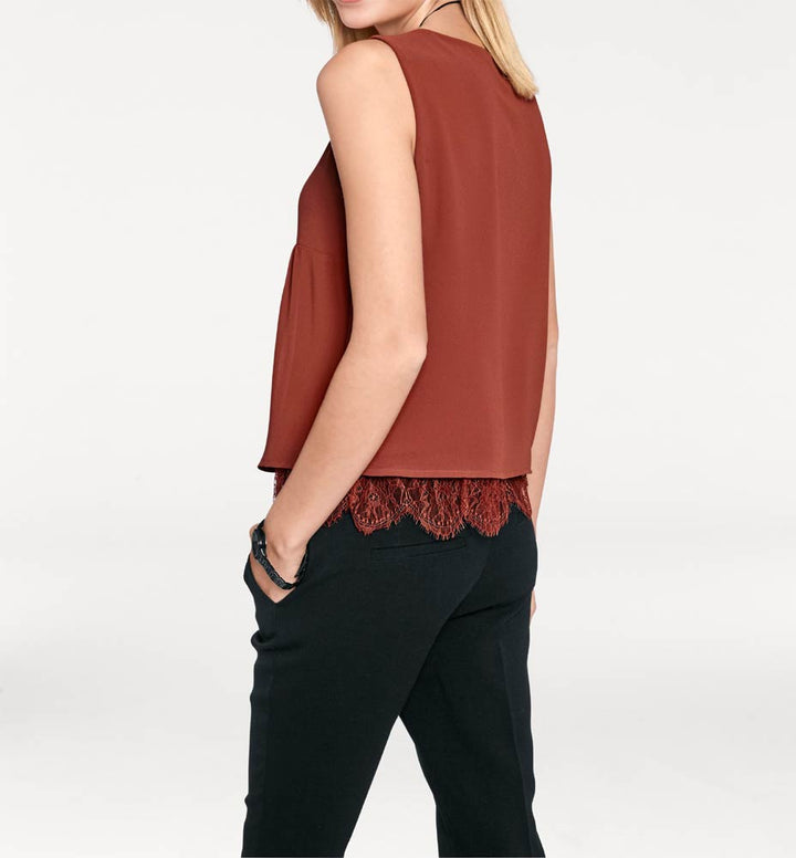 Rick Cardona Damen Designer-Spitzentop, terracotta