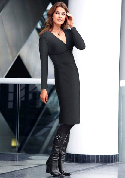 Vivance Collection Damen Jerseykleid mit Raffungen, schwarz