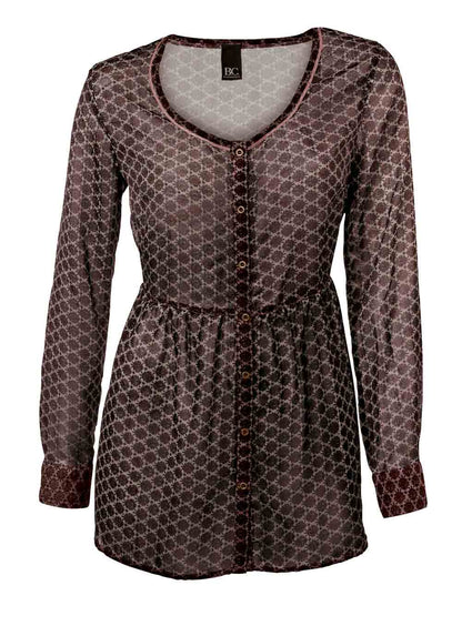 Heine - Best Connections Damen Druck-Chiffonbluse, mauve